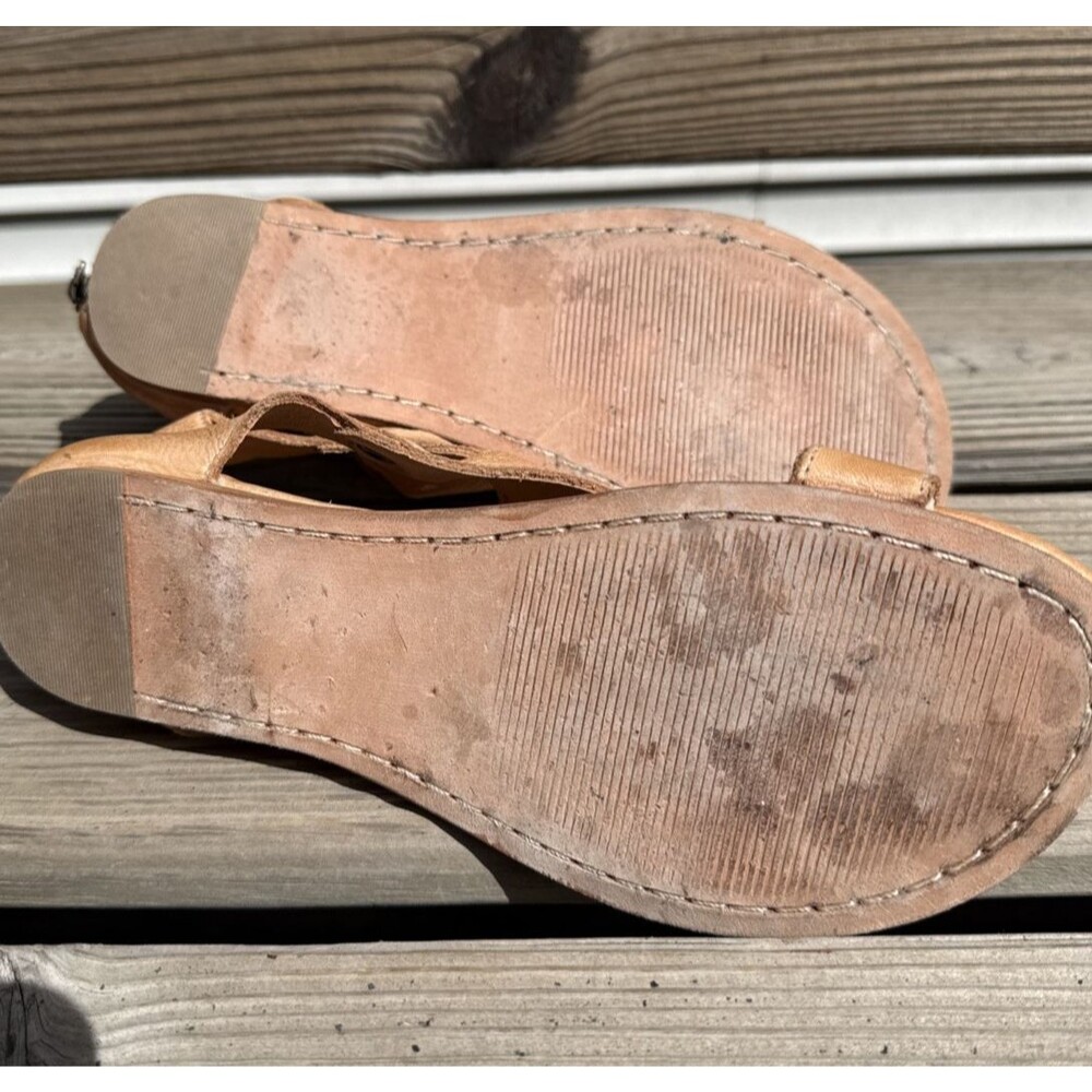 Bed Stu Women’s Tan Distressed Sandals Size 8 Zip Ankle Open Toe Leather $149 - Picture 9 of 9